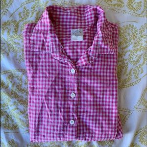 J-Crew Pink Gingham Botton Down